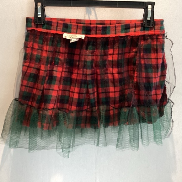 Upcycled vintage Orvis red plaid pleated mini skirt/net crinoline pockets Sz Med - Picture 12 of 14